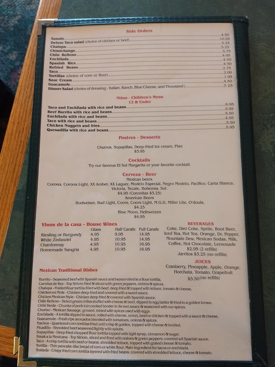 Menu - El Sol De México | Tigard photo 4
