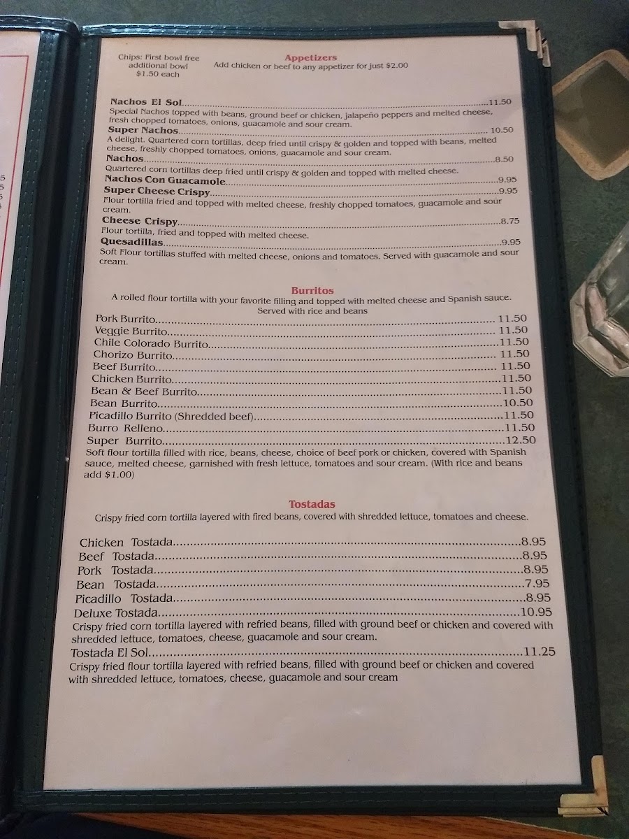 Menu - El Sol De México | Tigard photo 5