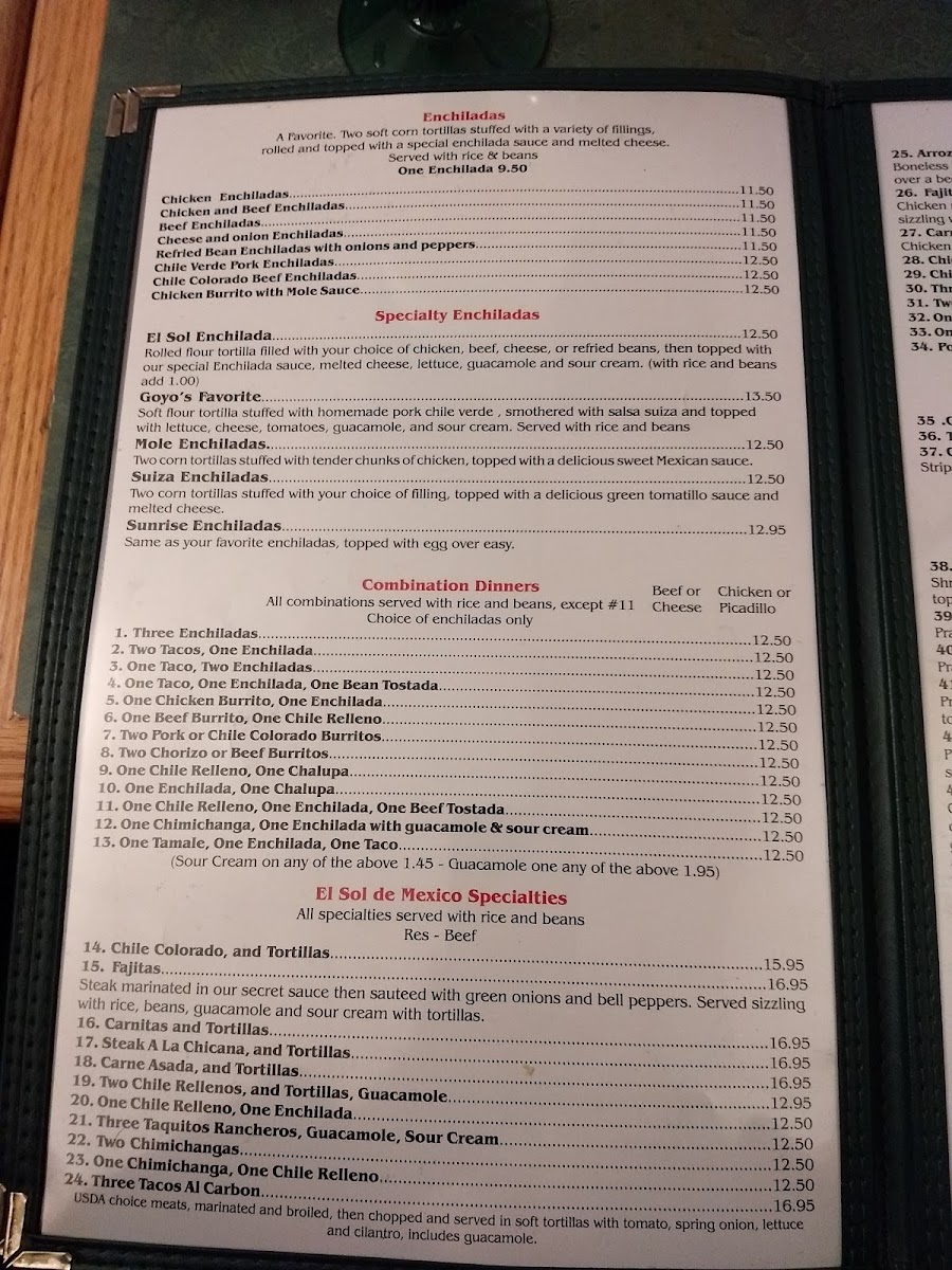Menu - El Sol De México | Tigard photo 6