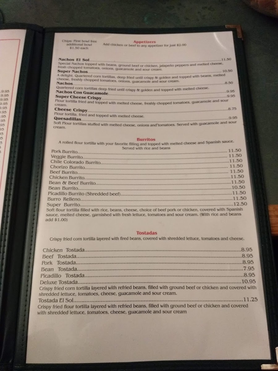 Menu - El Sol De México | Tigard photo 8