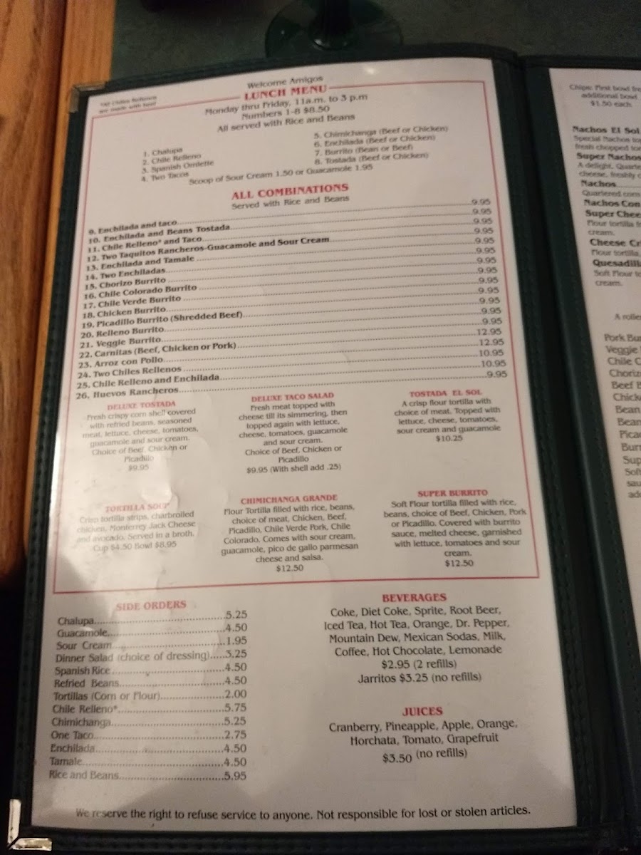 Menu - El Sol De México | Tigard photo 9
